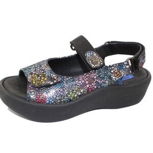 Wolky Sandal Women's 9 Jewel In Black Multi Color Colmeia Leather Size 40 New